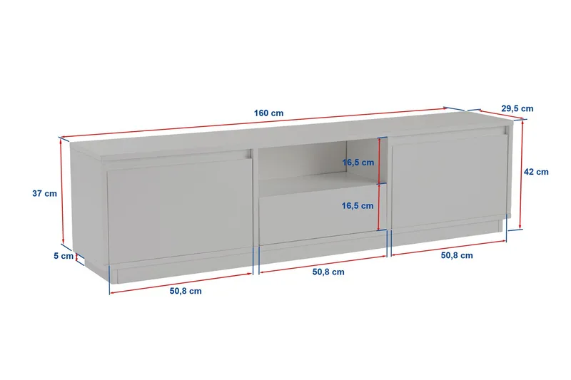 Gulliver Tv-bänk 160x30 cm - Ljus Beige/Marmor - Products - Möbler - TV- & Mediamöbler - TV bänk & mediabänk