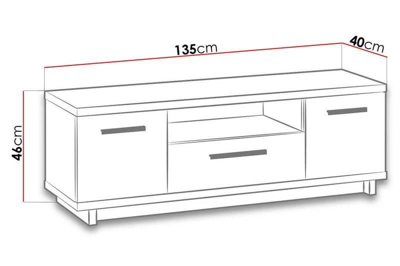 Ingram TV-bänk 40x135 cm - Ek/Svart - Products - Möbler - TV- & Mediamöbler - TV bänk & mediabänk