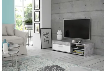 Iztaza Tv-bänk 120 cm - Betonggrå/Vit - Products - Möbler - TV- & Mediamöbler - TV bänk & mediabänk