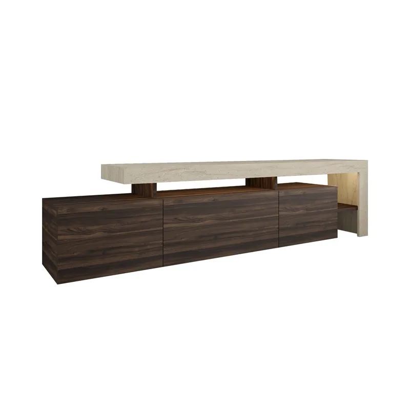 Jurukovo TV-bänk 192x53x37 cm - Travertin, valnöt - Products - Möbler - TV- & Mediamöbler - TV bänk & mediabänk