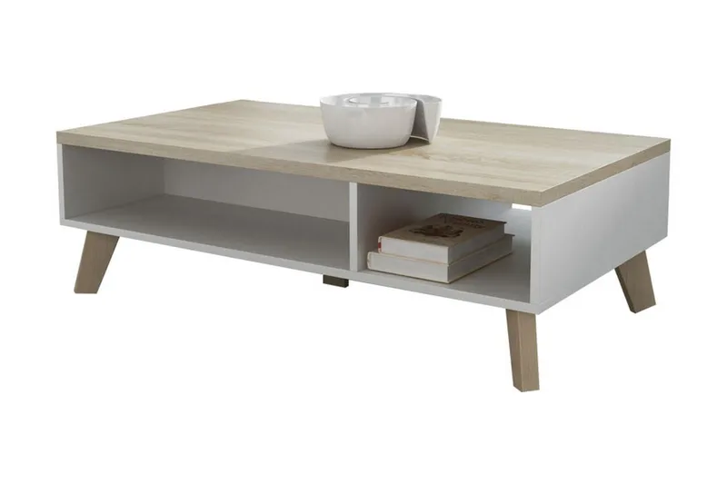 Kardos TV-bänk 110 cm, Vit/Ek