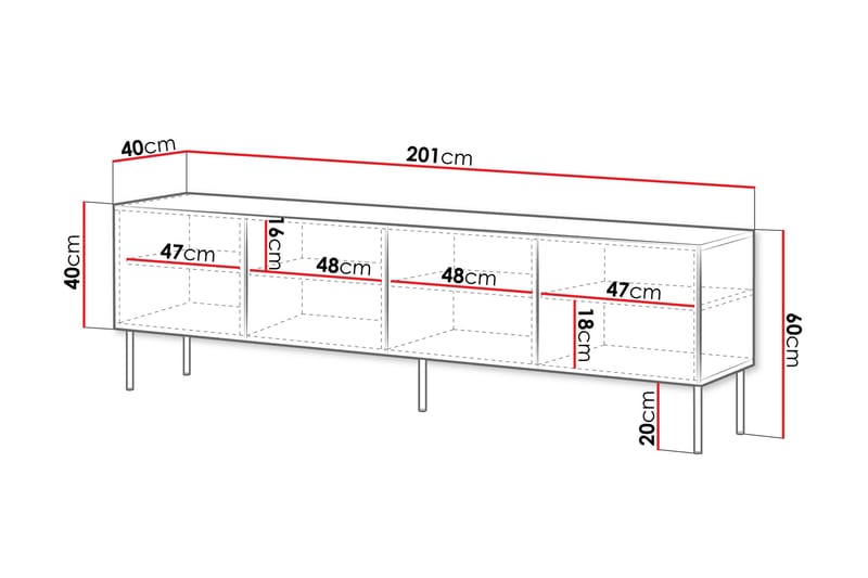 Laholm Tv-bänk 201 cm - Vit - Products - Möbler - TV- & Mediamöbler - TV bänk & mediabänk
