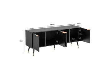 Lowboard Wohnling Spånskiva Svart Folierad med 2 Dörrar Modern Ek med Metallben - Products - Möbler - TV- & Mediamöbler - TV bänk & mediabänk