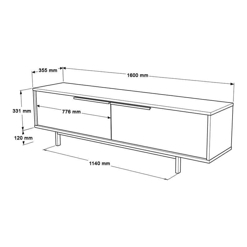 Nilena TV-bänk 160x45,1x35,5 cm - ek, vit - Products - Möbler - TV- & Mediamöbler - TV bänk & mediabänk