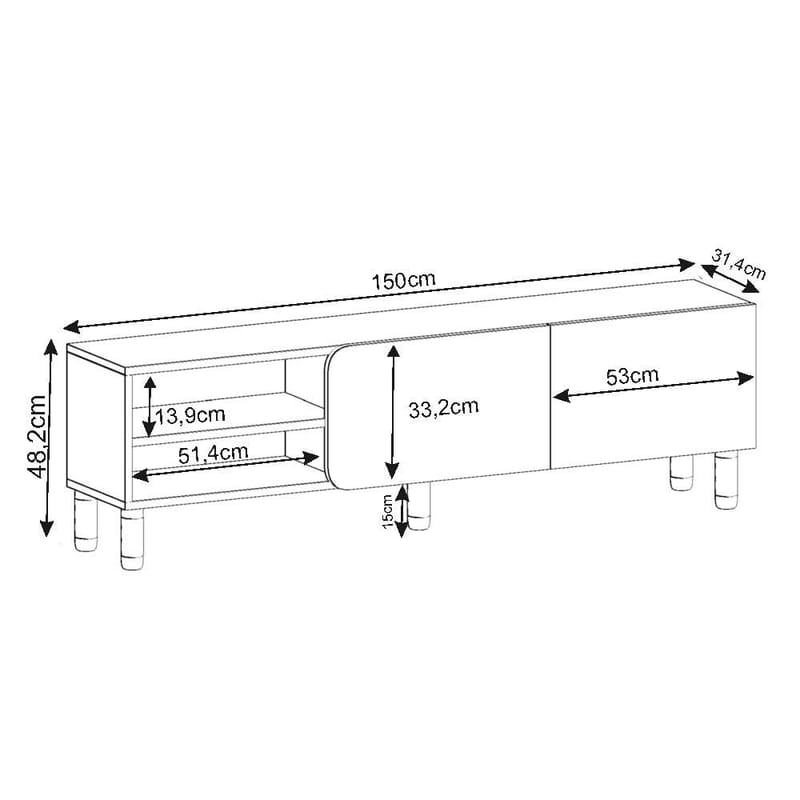 Relento Tv-bänk 150 cm - travertin - Products - Möbler - TV- & Mediamöbler - TV bänk & mediabänk
