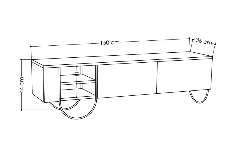 Riskalen TV-bänk 150 cm - Grå - Products - Möbler - TV- & Mediamöbler - TV bänk & mediabänk