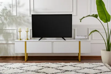 Serenity Tv-bänk 180x30 cm - Vit/Guld - Products - Möbler - TV- & Mediamöbler - TV bänk & mediabänk