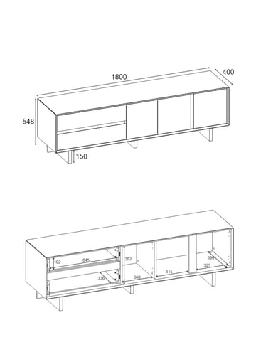 Tavon TV-bänk 180x55x45 cm - Naturlig ek - Products - Möbler - TV- & Mediamöbler - TV bänk & mediabänk