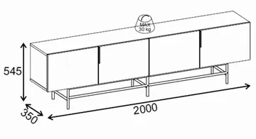 Truvia TV-bänk 200x55x35 cm - Valnöt och svart - Products - Möbler - TV- & Mediamöbler - TV bänk & mediabänk