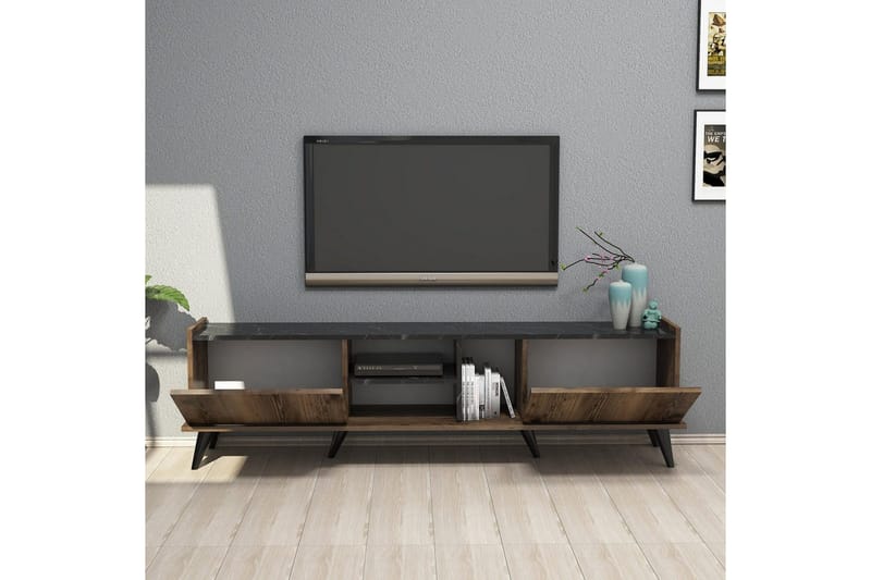 Tv-bänk & mediabänk Challur Tv-bänk 180 cm Valnöt,Svart - Products - Möbler - TV- & Mediamöbler - TV bänk & mediabänk