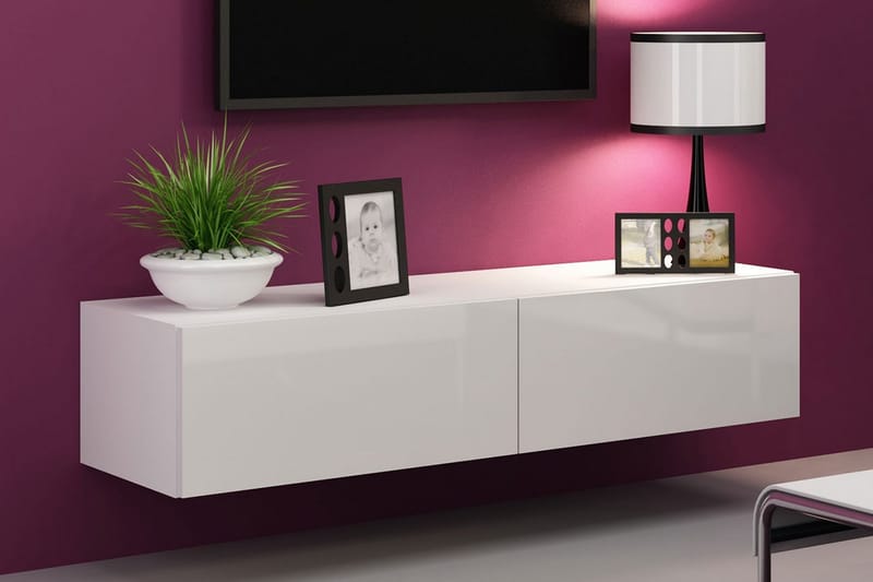 Vasil TV-bänk 140 cm - Vit/Vit Högglans - Products - Möbler - TV- & Mediamöbler - TV bänk & mediabänk
