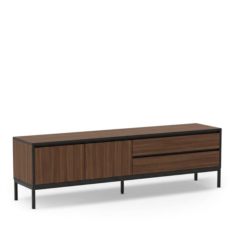 Velar TV-bänk 180x55x40 cm, Milano Walnut, Wood Black, Black