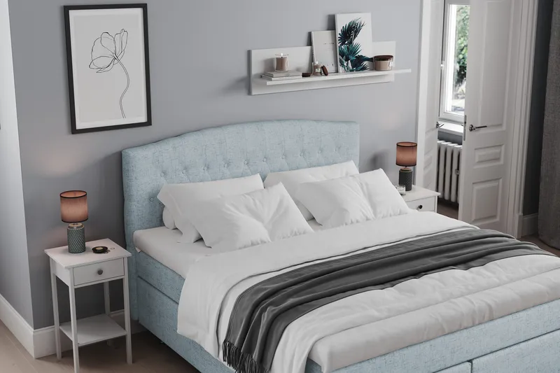 Belda Kontinentalsäng 180x200Fast - Ljusblå - Products - Möbler - Säng - Kontinentalsäng