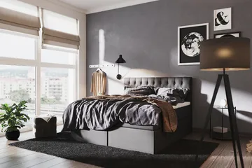 Boxy Box Bed 120x200 cm - Svart/Grå - Products - Möbler - Säng - Säng med förvaring