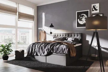 Boxy Box Bed 180x200 cm - Svart/Grå - Products - Möbler - Säng - Säng med förvaring