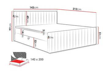 Calrosor Sängpaket Kontinentalsäng med Förvaring 140x200 cm - Beige - Products - Möbler - Säng - Komplett sängpaket