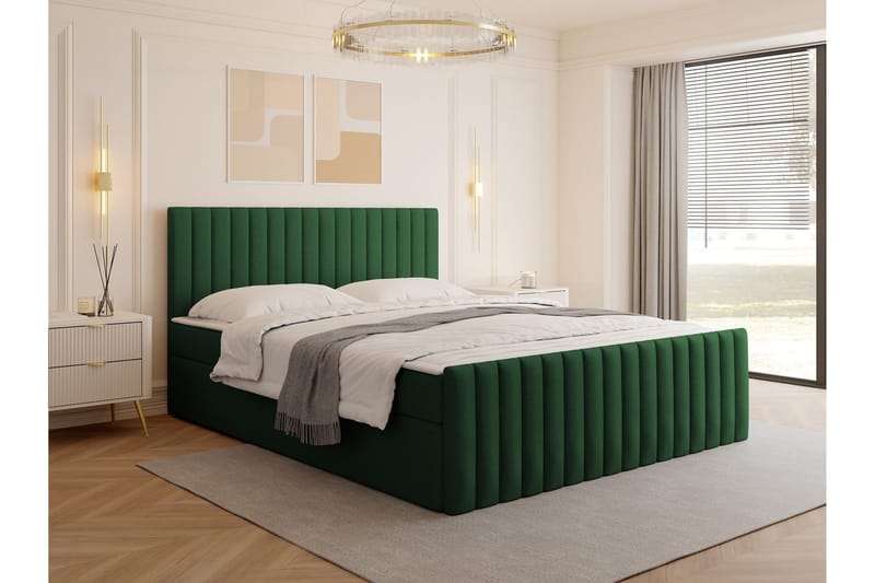 Calrosor Sängpaket Kontinentalsäng med Förvaring 140x200 cm - Grön - Products - Möbler - Säng - Komplett sängpaket