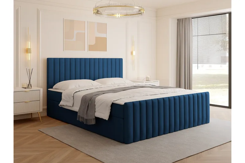 Calrosor Sängpaket Kontinentalsäng med Förvaring 160x200 cm - Blå - Products - Möbler - Säng - Komplett sängpaket