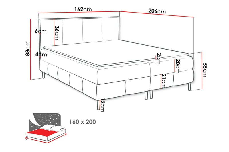 Celestine Förvaringssäng 160x200 cm - Grå - Products - Möbler - Säng - Komplett sängpaket