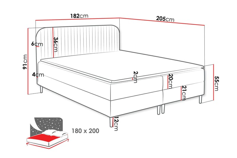 Celestine Förvaringssäng 180x200 cm - Vit - Products - Möbler - Säng - Komplett sängpaket