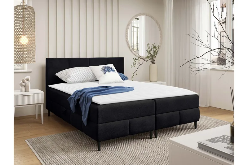 Celestine Förvaringssäng 200x200 cm - Svart - Products - Möbler - Säng - Komplett sängpaket