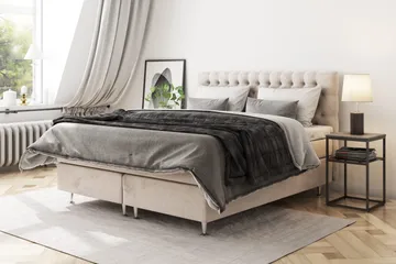 Celine Kontinentalsäng 140x200cm - Beige/Sammet - Products - Möbler - Säng - Kontinentalsäng