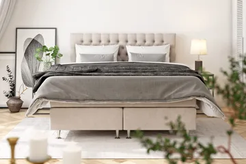 Celine Sängpaket 120x200 cm - Beige/Sammet - Products - Möbler - Säng - Kontinentalsäng