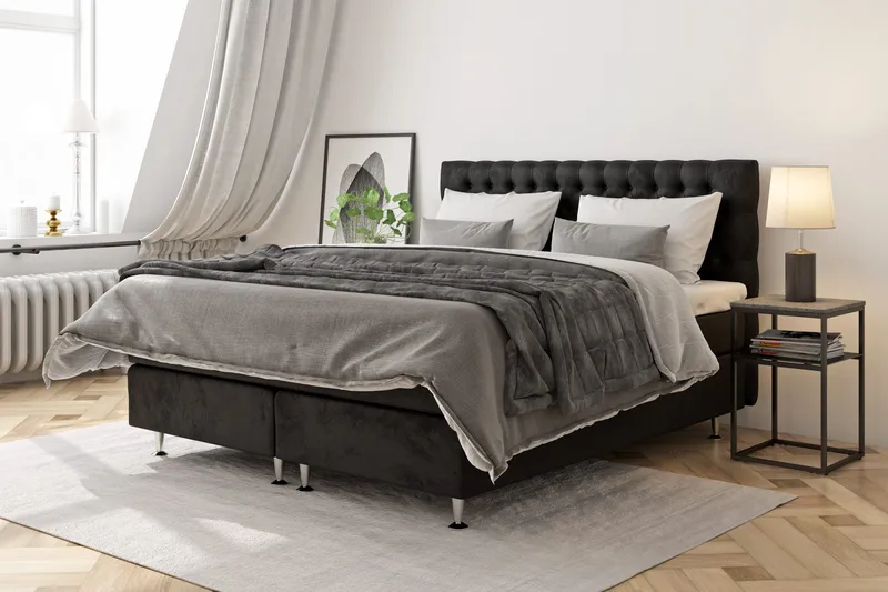 Celine Sängpaket 210x210cm - Svart/Sammet - Products - Möbler - Säng - Kontinentalsäng