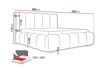 Cleaton Bubblig Sängram 180x200 cm med Förvaring HVILA Skummadrass och Bäddmadrass i Polysterskum Vändbar Sommar & Vintersida och Tvättbar klädsel - Beige/Vit - Products - Möbler - Säng - Komplett sängpaket
