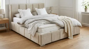 Cleaton Sängram 180x200 cm med Förvaring HVILA Resårmadrass och Bäddmadrass i Polysterskum med Tvättbar klädsel - Grå/Vit - Products - Möbler - Säng - Komplett sängpaket