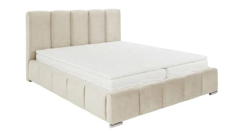 Cleaton Sängram 180x200 cm med Förvaring HVILA Resårmadrass och Bäddmadrass i Polysterskum med Tvättbar klädsel - Grå/Vit - Products - Möbler - Säng - Komplett sängpaket