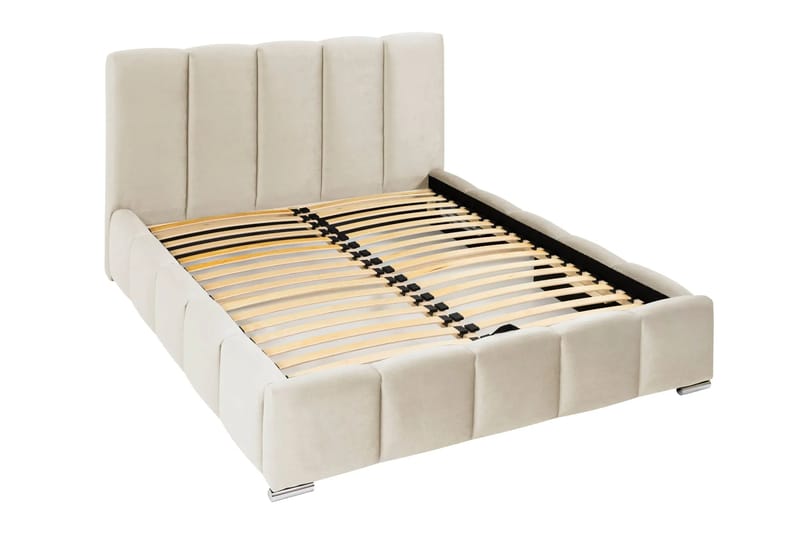 Cleaton Sängram 180x200 cm med Förvaring HVILA Resårmadrass och Bäddmadrass i Polysterskum med Tvättbar klädsel - Grå/Vit - Products - Möbler - Säng - Komplett sängpaket