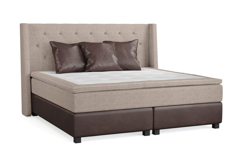 Cuba Sängpaket 210x210 med Tre Bruna Kuddar, (+Fler val) Beige/Brun