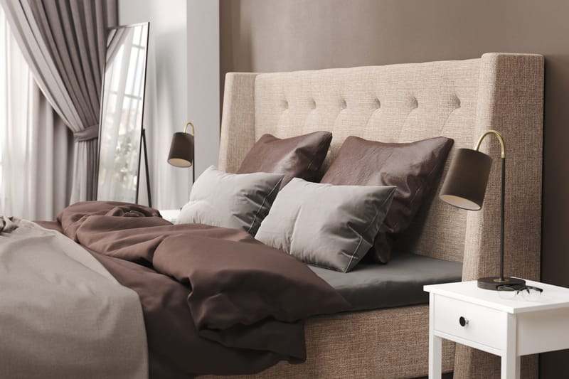 Cuba Sängpaket 210x210 med Två Bruna Kuddar - (+Fler val) Beige/Brun - Products - Möbler - Säng - Kontinentalsäng