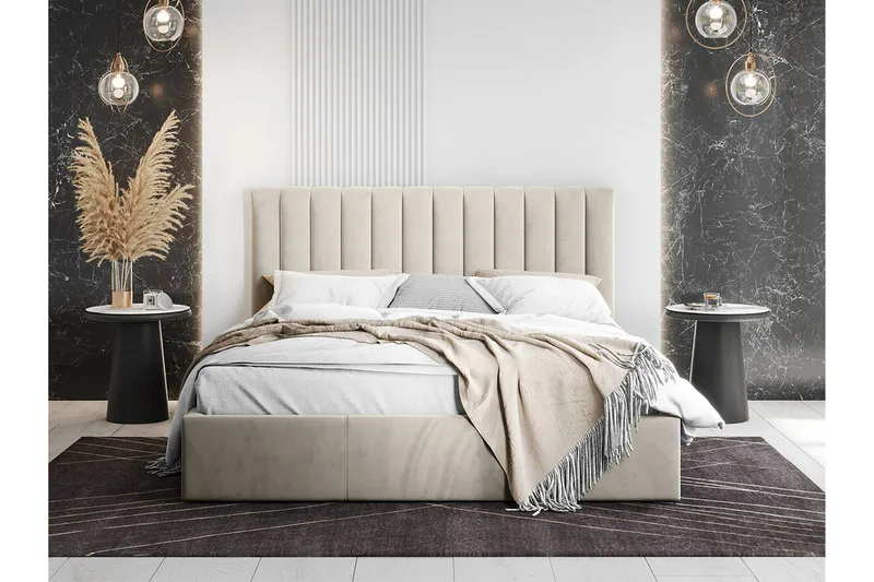 Derry Sängram med förvaring 160x200 cm - Beige - Products - Möbler - Säng - Säng med förvaring