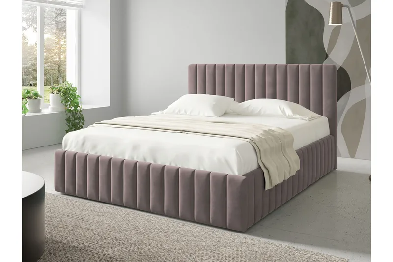 Desio Förvaringssäng 140x200 cm, Rosa