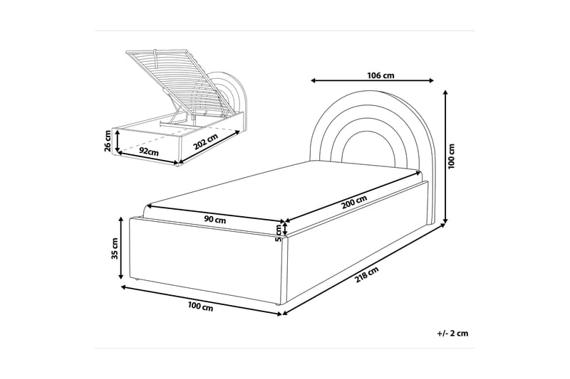 Diantha Sängram 90x200 cm - Rosa - Products - Möbler - Säng - Säng med förvaring