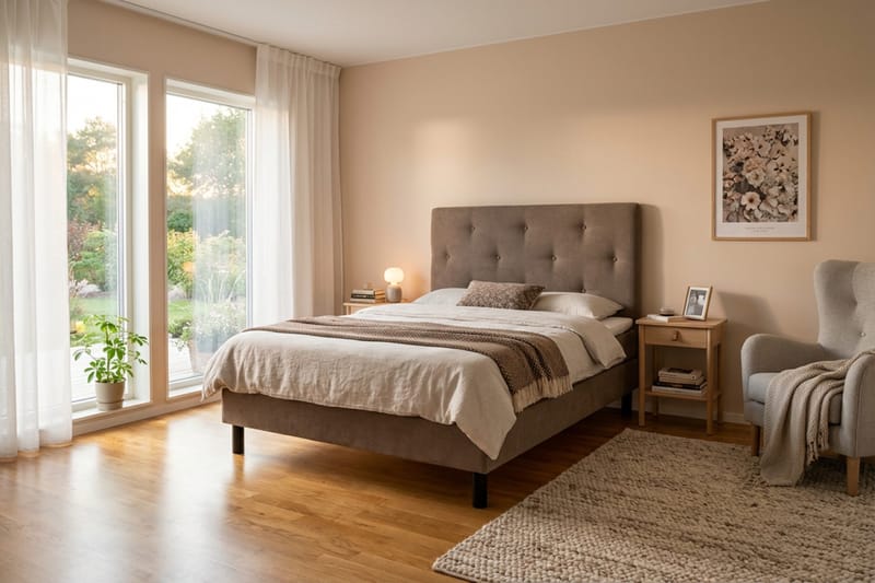 Dream Komplett Sängpaket 140x200 cm Assymetriska knappar - Brun - Products - Möbler - Säng - Kontinentalsäng