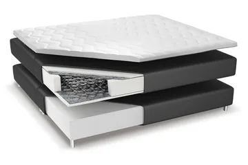 Franco Komplett Sängpaket med förvaring LED-belysning 180x200 cm + 2st Franco Sängbord - Grå|Sammet - Products - Möbler - Säng - Enkelsäng