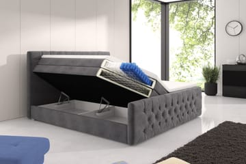 Franco Lyx Sängpaket 160x200LED-belysning - Grå/Sammet - Products - Möbler - Säng - Säng med förvaring