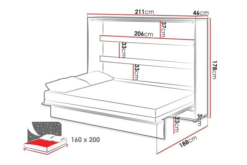 Rauk Sängskåp 211x188 cm - Vit - Products - Möbler - Säng - Gästsäng & extrasäng - Sängskåp
