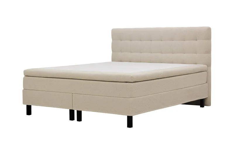Hilton Komplett Sängpaket 160x200 cm Kontinentalsäng med rutad sänggavel - Beige / Teddy - Products - Möbler - Säng - Kontinentalsäng