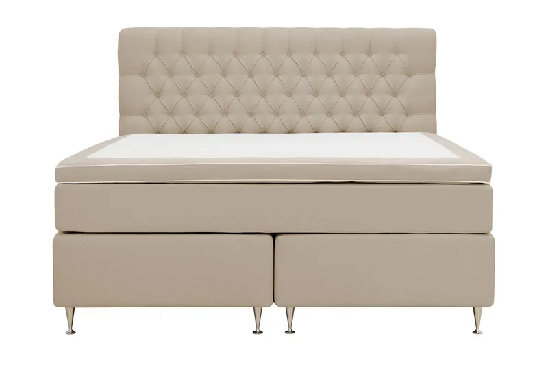 Hilton Lyx Komplett Sängpaket 160x200 cm Kontinentalsäng med knappad sänggavel - Beige - Products - Möbler - Säng - Kontinentalsäng