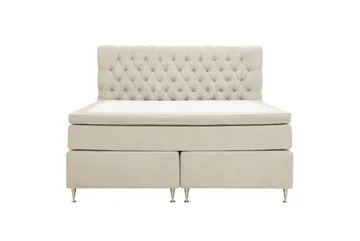 Hilton Lyx Komplett Sängpaket 160x200 cm Kontinentalsäng med knappad sänggavel i chenille - Beige - Products - Möbler - Säng - Kontinentalsäng