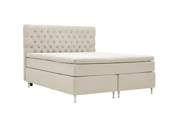 Hilton Lyx Komplett Sängpaket 160x200 cm Kontinentalsäng med knappad sänggavel i chenille - Beige - Products - Möbler - Säng - Kontinentalsäng