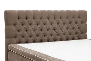 Hilton Lyx Komplett Sängpaket 160x200 cm Kontinentalsäng med knappad sänggavel i chenille - Mörkbrun - Products - Möbler - Säng - Kontinentalsäng