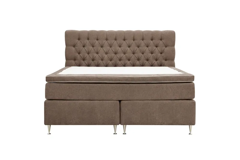 Hilton Lyx Komplett Sängpaket 160x200 cm Kontinentalsäng med knappad sänggavel i chenille - Mörkbrun - Products - Möbler - Säng - Kontinentalsäng