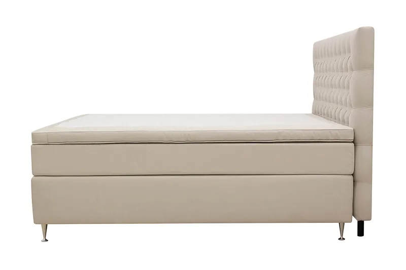 Hilton Lyx Komplett Sängpaket 160x200 cm Kontinentalsäng med knappad sänggavel i sammet - Beige / Sammet - Products - Möbler - Säng - Kontinentalsäng