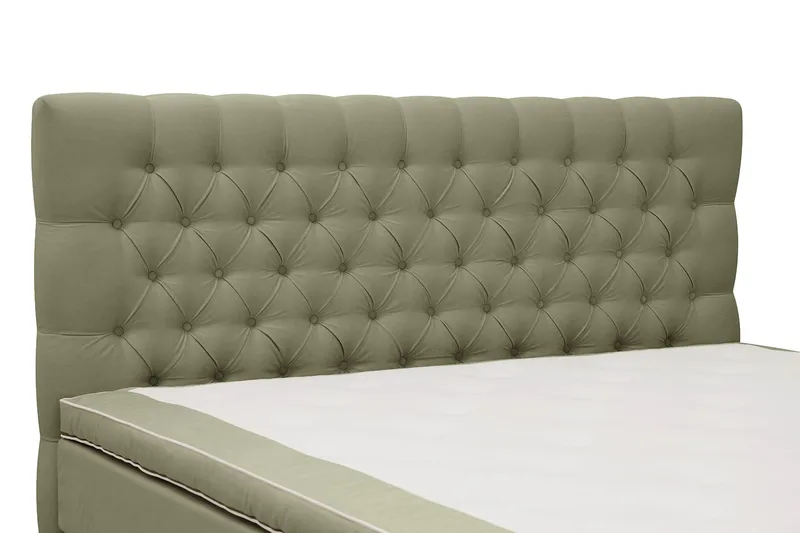 Hilton Lyx Komplett Sängpaket 160x200 cm Kontinentalsäng med knappad sänggavel i sammet - Olivgrön / Sammet - Products - Möbler - Säng - Kontinentalsäng