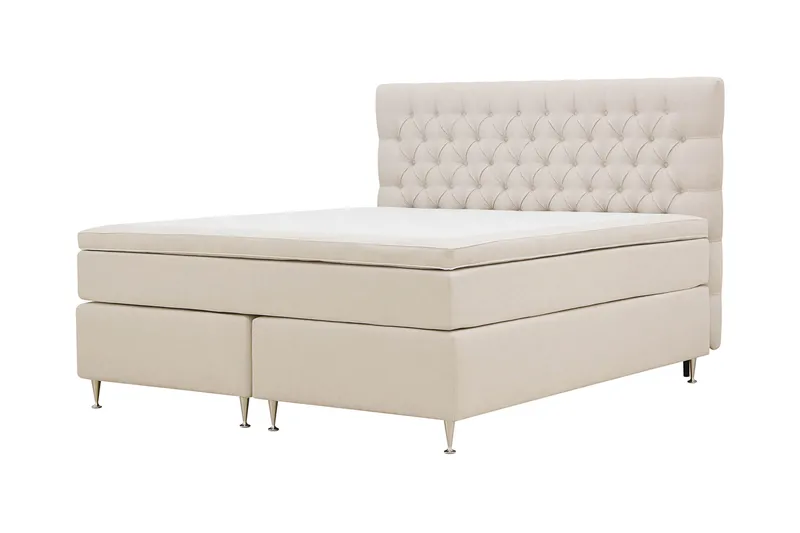 Hilton Lyx Komplett Sängpaket 160x200 cm Kontinentalsäng med knappad sänggavel - Ljusbeige - Products - Möbler - Säng - Kontinentalsäng